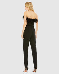 Jumpsuits &amp; Rompers | Women Mac Duggal Black Strapless Jumpsuit With Feather Trim - FINAL SALE Black