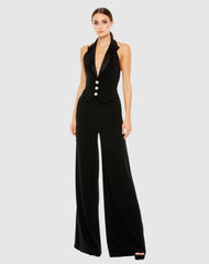 Jumpsuits &amp; Rompers | Women Mac Duggal Black Tuxedo Halter Jumpsuit Jet Black
