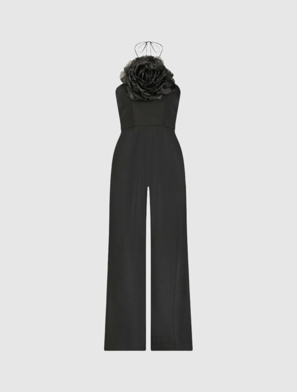 Jumpsuits &amp; Rompers | Women Mac Duggal Crepe Halter Neck Jumpsuit With Flower Black
