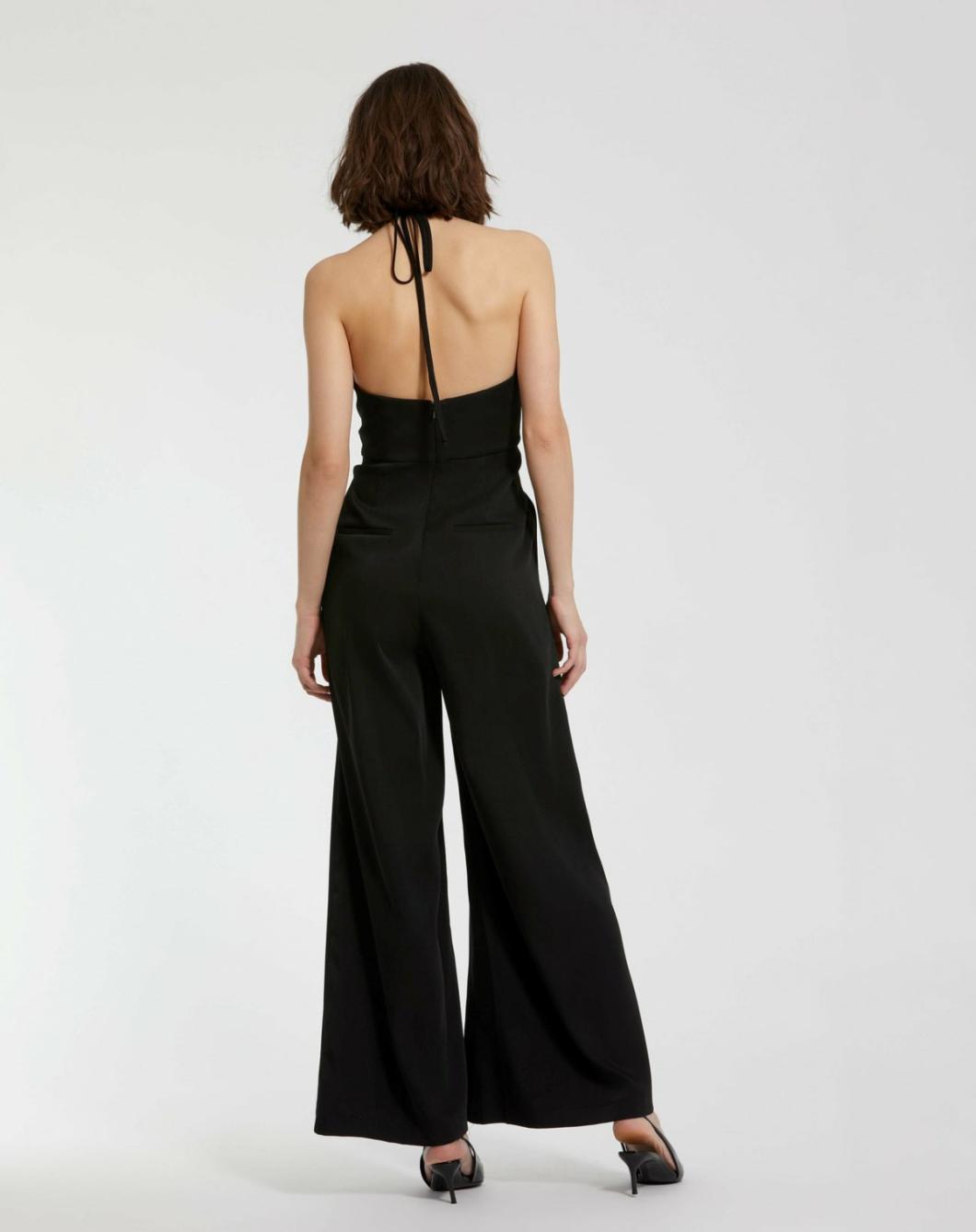 Jumpsuits &amp; Rompers | Women Mac Duggal Crepe Halter Neck Jumpsuit With Flower Black