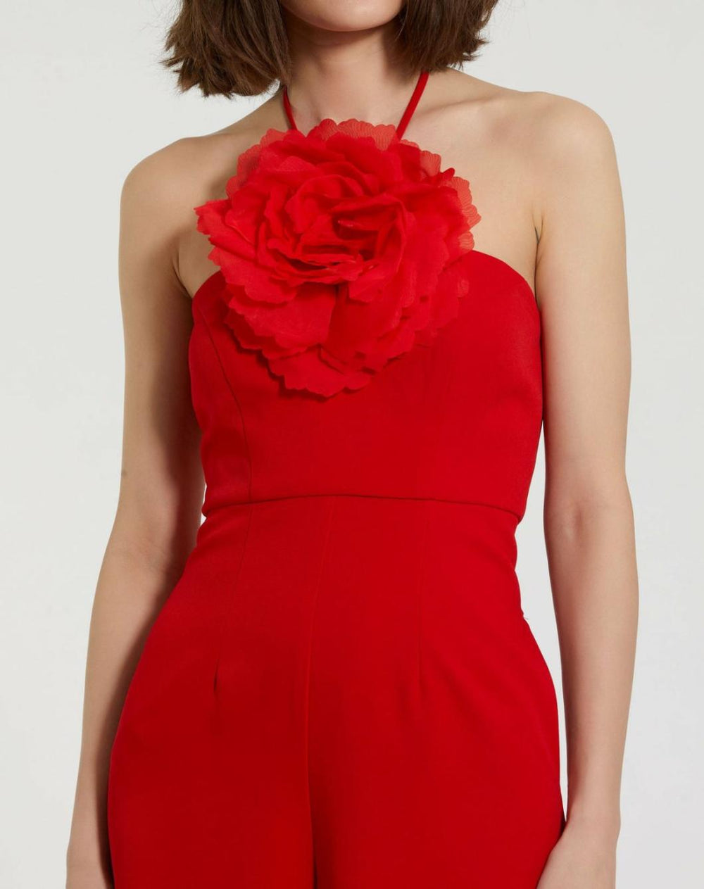 Jumpsuits &amp; Rompers | Women Mac Duggal Crepe Halter Neck Jumpsuit With Flower Cherry