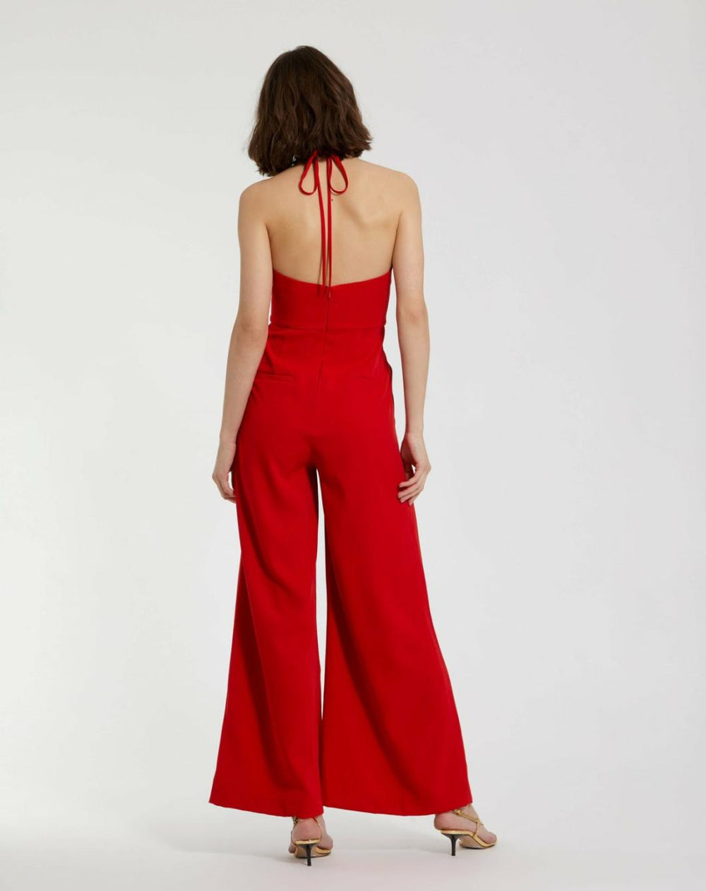 Jumpsuits &amp; Rompers | Women Mac Duggal Crepe Halter Neck Jumpsuit With Flower Cherry