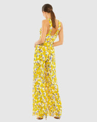 Jumpsuits &amp; Rompers | Women Mac Duggal Crossed Halter Tie Waist Jumpsuit Yellow/multi