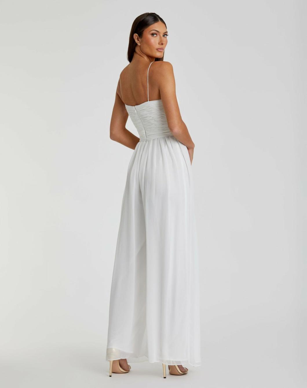 Jumpsuits &amp; Rompers | Women Mac Duggal Flowy Faux Wrap Jumpsuit White