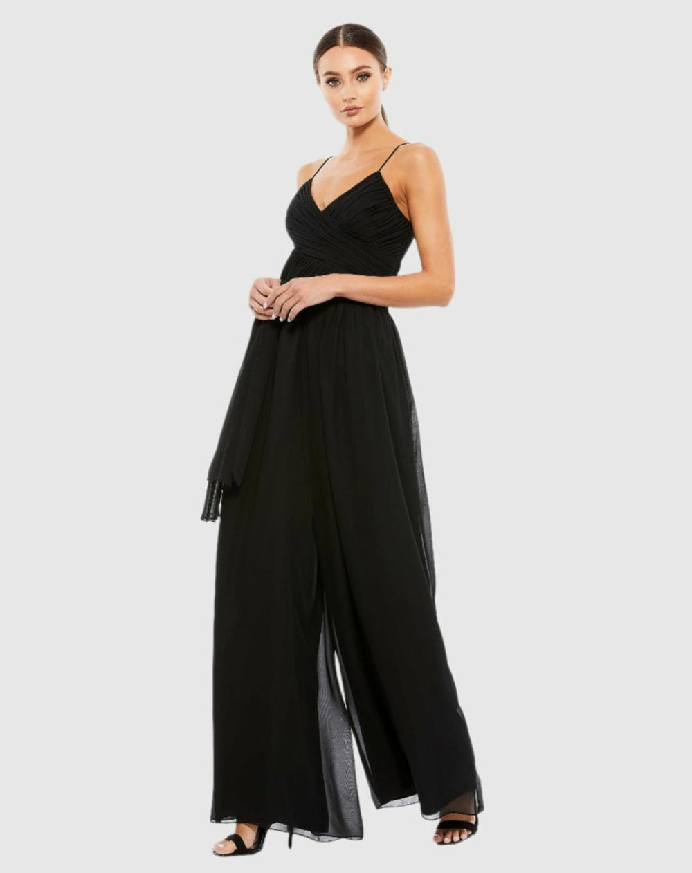 Jumpsuits &amp; Rompers | Women Mac Duggal Flowy Faux Wrap Jumpsuit White
