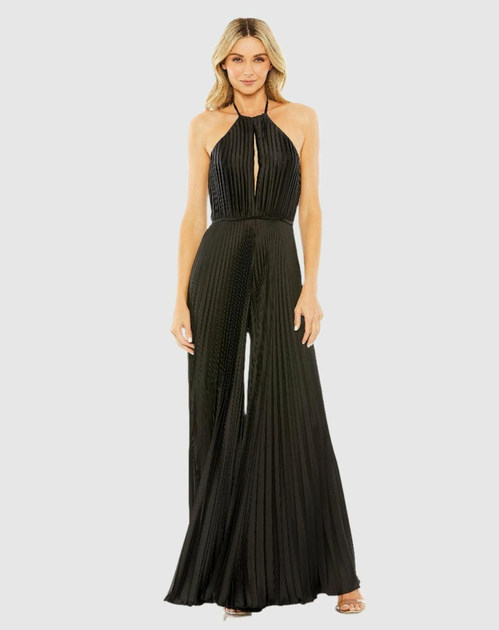 Jumpsuits &amp; Rompers | Women Mac Duggal Halter Neck Keyhole Detail Pleated Jumpsuit Black