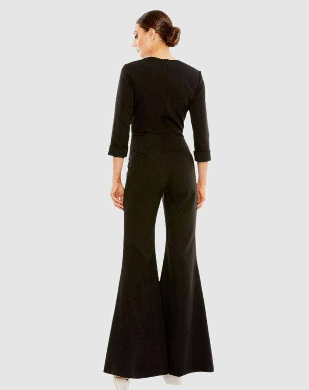 Jumpsuits &amp; Rompers | Women Mac Duggal Long Sleeve Bow Detail Wide Leg Jumpsuit Black