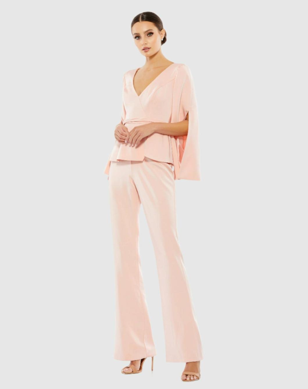 Jumpsuits &amp; Rompers | Women Mac Duggal Long Sleeve Two Piece Crepe Pant Suit Pink