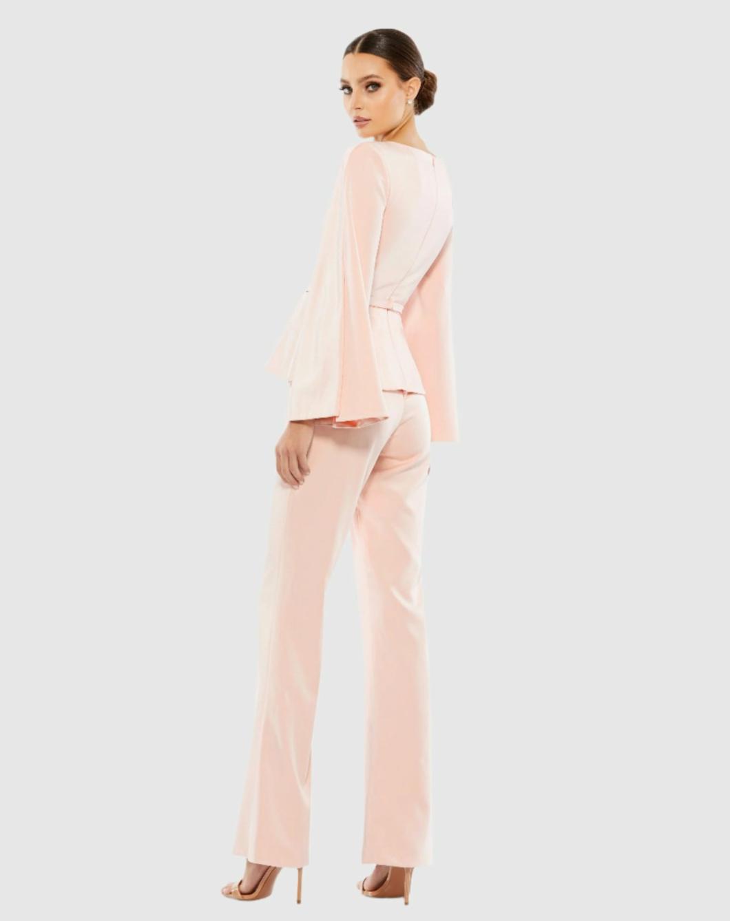 Jumpsuits &amp; Rompers | Women Mac Duggal Long Sleeve Two Piece Crepe Pant Suit Pink
