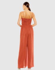 Jumpsuits &amp; Rompers | Women Mac Duggal Orange Ruched Sleeveless Tie Jumpsuit Cinnamon