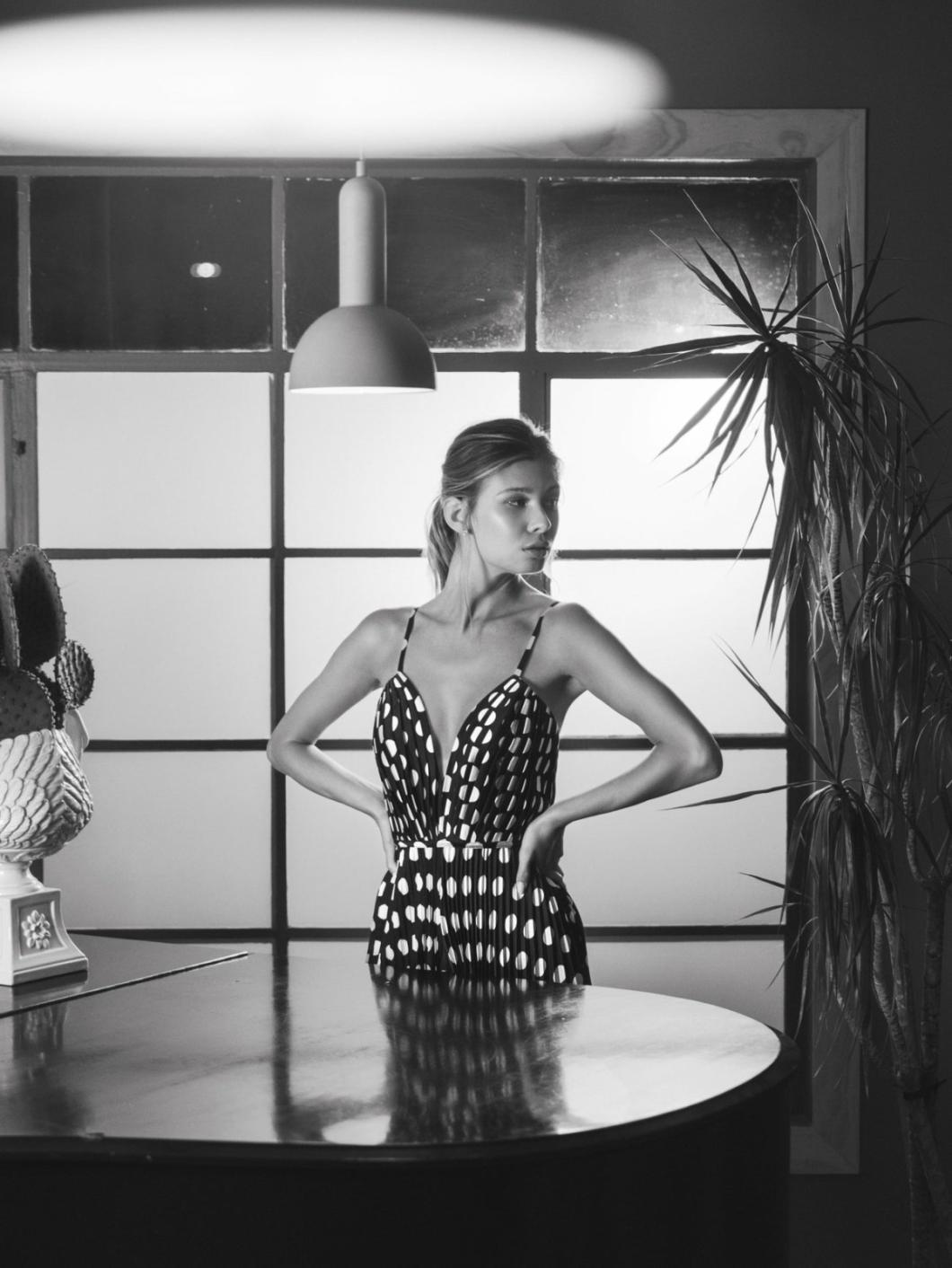 Jumpsuits &amp; Rompers | Women Mac Duggal Pleated Charmeuse V-Neck Jumpsuit Black Multi