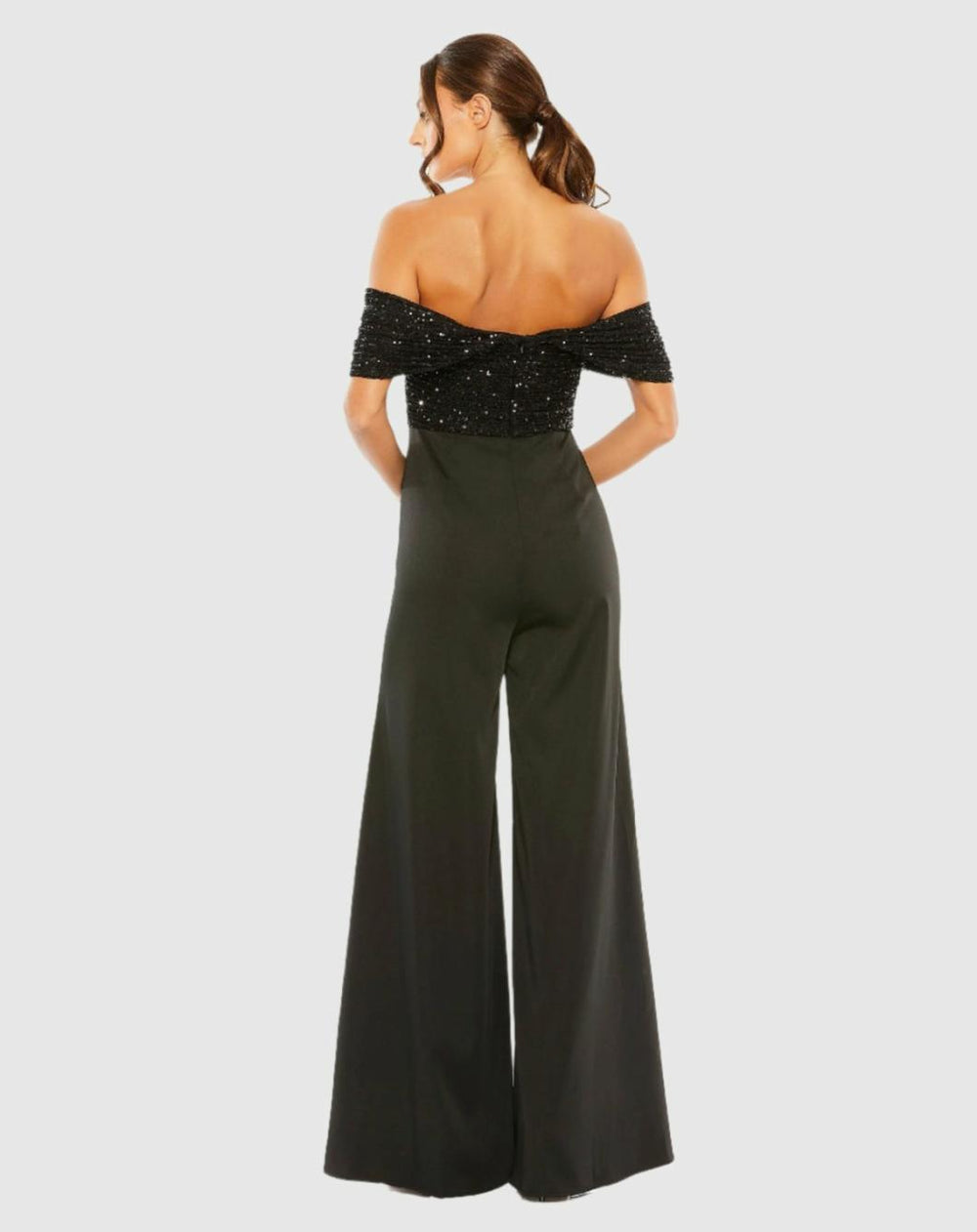 Jumpsuits &amp; Rompers | Women Mac Duggal Sequined Off The Shoulder Jumpsuit Black