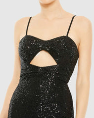 Jumpsuits &amp; Rompers | Women Mac Duggal Sequined Spaghetti Strap Cut Out Jumpsuit - FINAL SALE Black