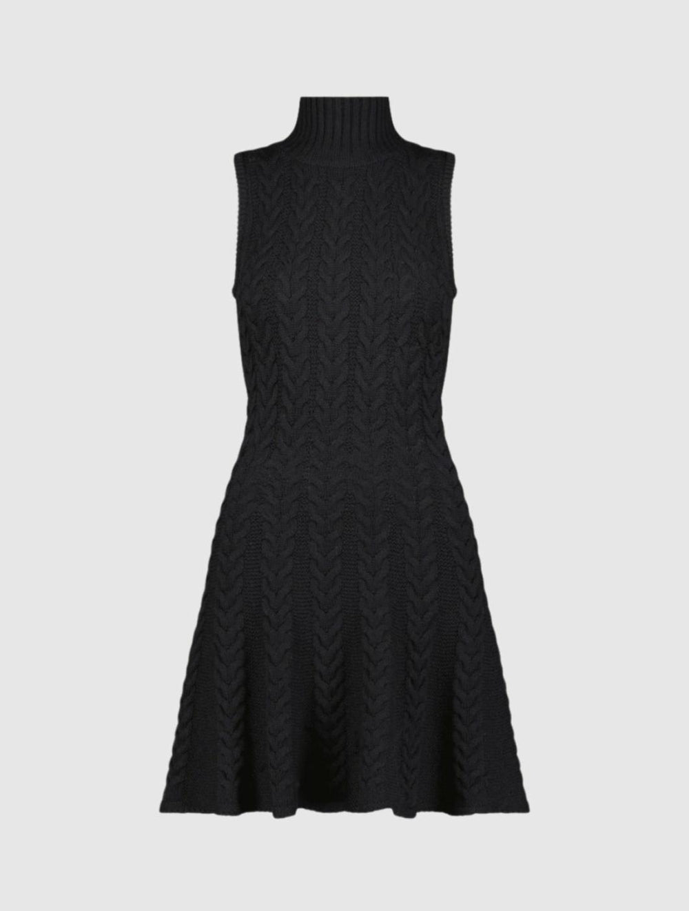 Knitwear | Women Mac Duggal Cable Knit Turtle Neck Sleeveless Mini Sweater Knit Dress Black