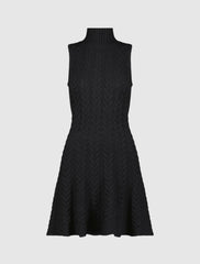 Knitwear | Women Mac Duggal Cable Knit Turtle Neck Sleeveless Mini Sweater Knit Dress Black