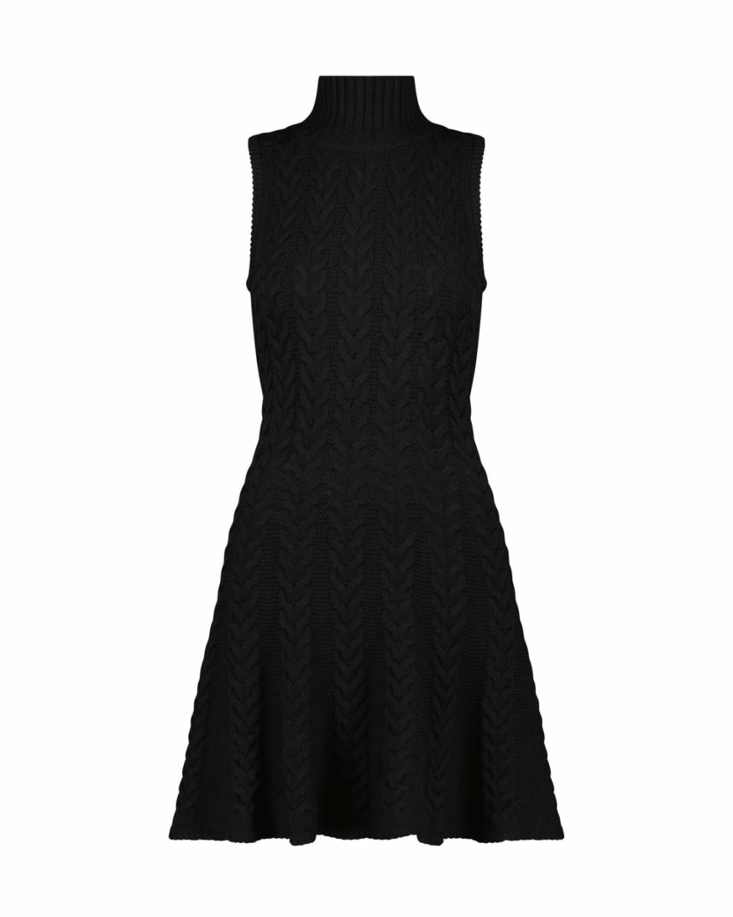 Knitwear | Women Mac Duggal Cable Knit Turtle Neck Sleeveless Mini Sweater Knit Dress Black