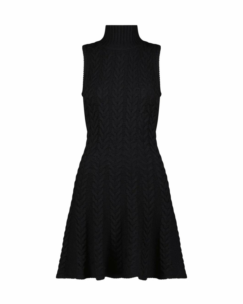 Knitwear | Women Mac Duggal Cable Knit Turtle Neck Sleeveless Mini Sweater Knit Dress Black