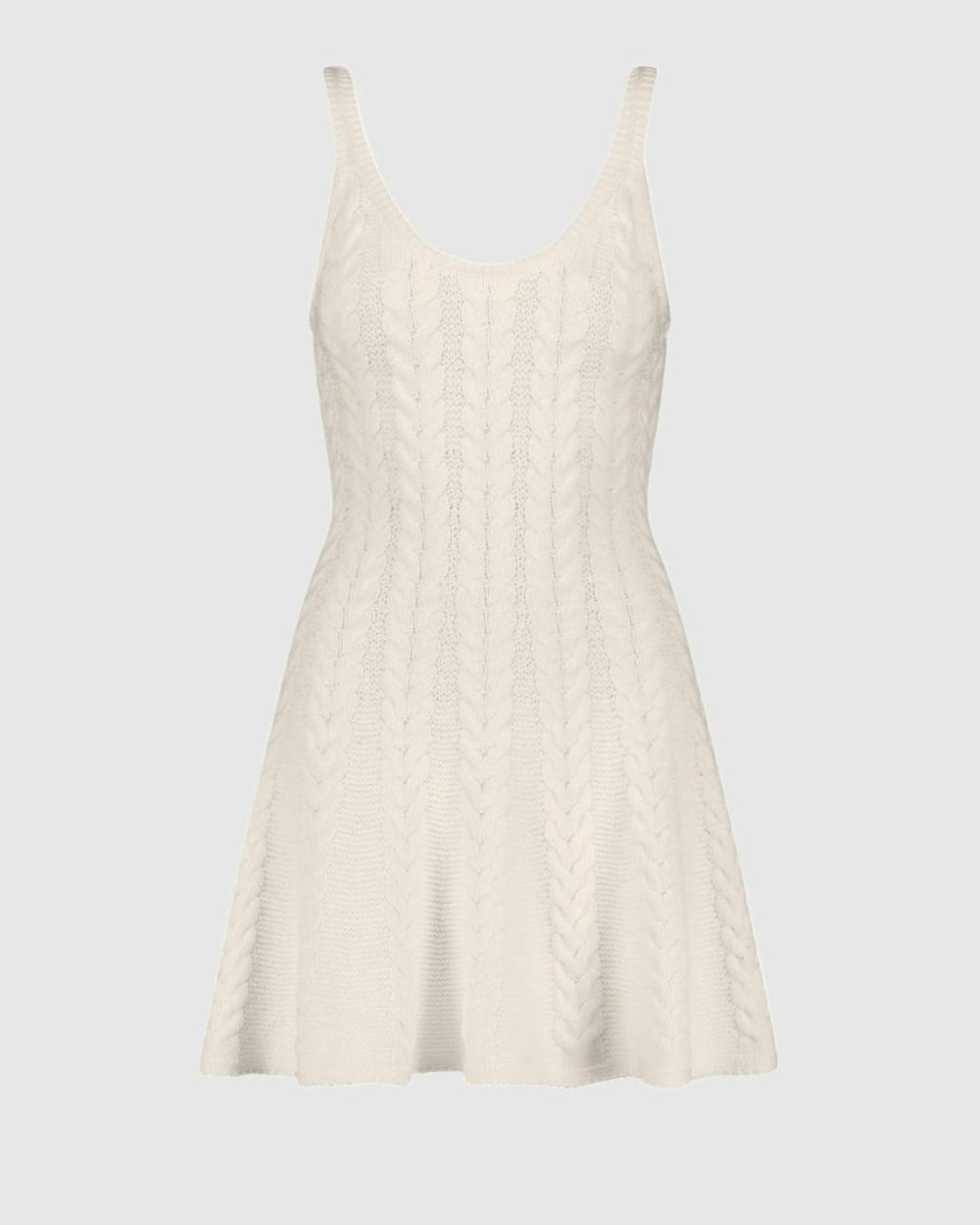 Knitwear | Women Mac Duggal Cream Sleeveless Cable Knit Fit And Flare Mini Tank Dress Cream