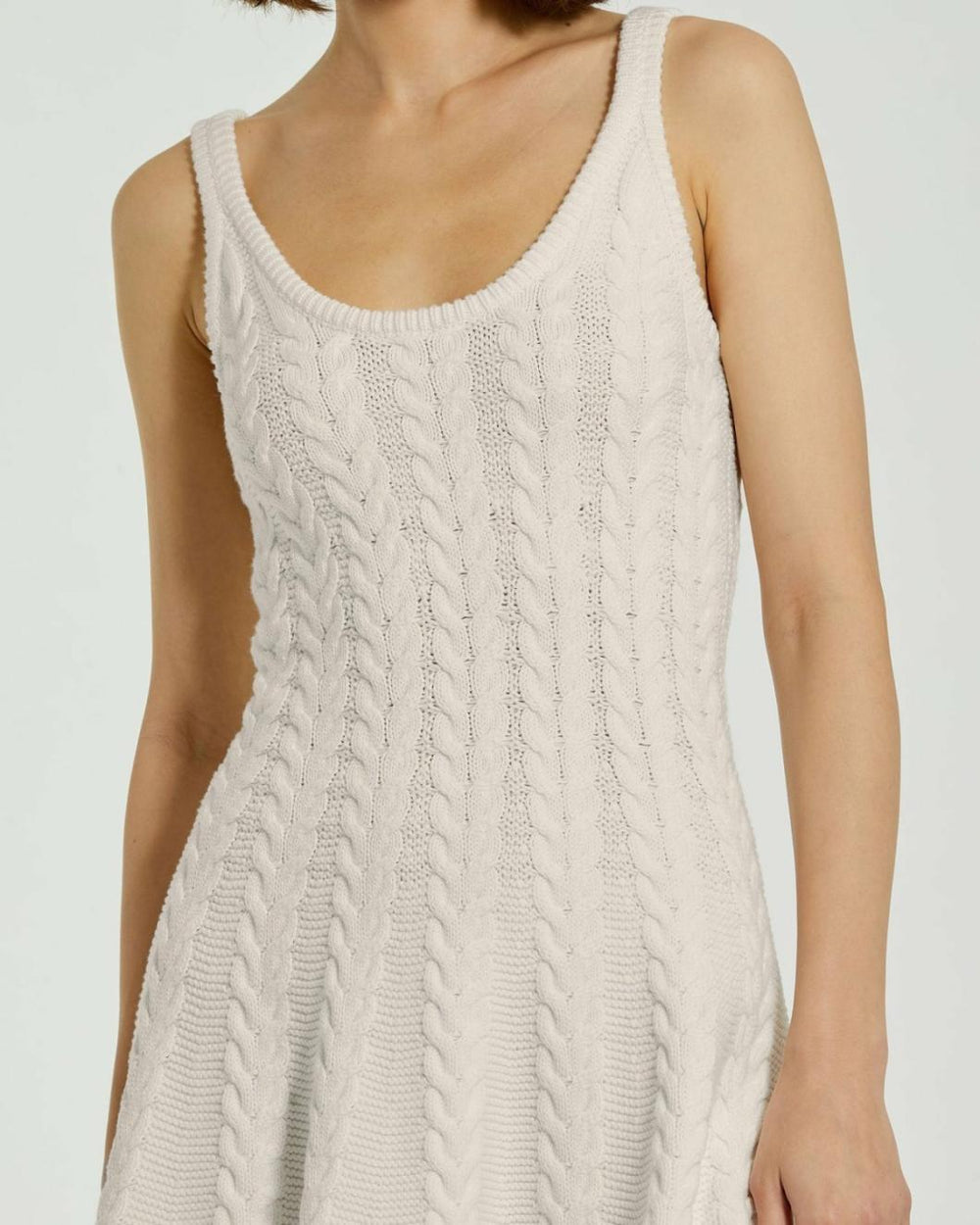 Knitwear | Women Mac Duggal Cream Sleeveless Cable Knit Fit And Flare Mini Tank Dress Cream