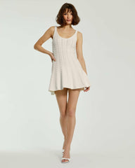 Knitwear | Women Mac Duggal Cream Sleeveless Cable Knit Fit And Flare Mini Tank Dress Cream