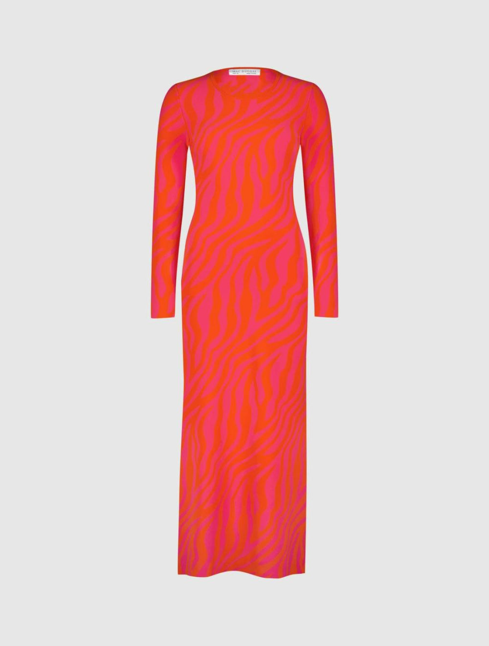 Knitwear | Women Mac Duggal Fitted Long Sleeve Zebra Print Knit Maxi Dress - FINAL SALE Hot Pink Sunset