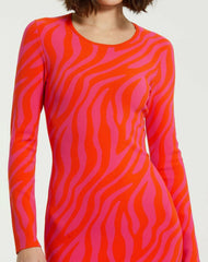 Knitwear | Women Mac Duggal Fitted Long Sleeve Zebra Print Knit Maxi Dress - FINAL SALE Hot Pink Sunset