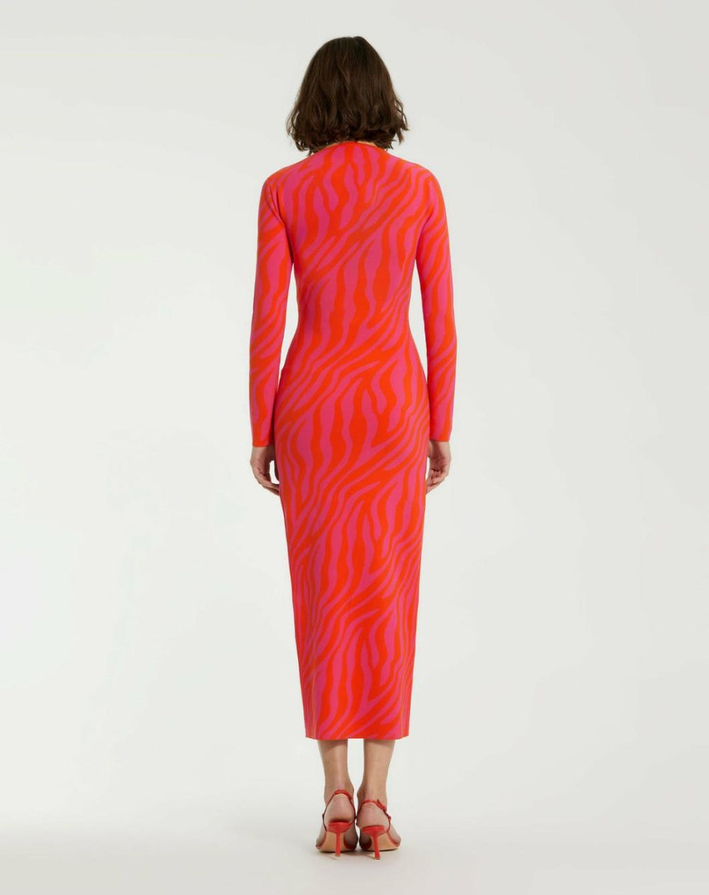 Knitwear | Women Mac Duggal Fitted Long Sleeve Zebra Print Knit Maxi Dress - FINAL SALE Hot Pink Sunset