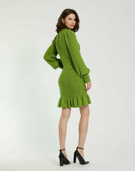 Knitwear | Women Mac Duggal Long Sleeve Button Up Collared Bobble Knit Sweater Dress Pear
