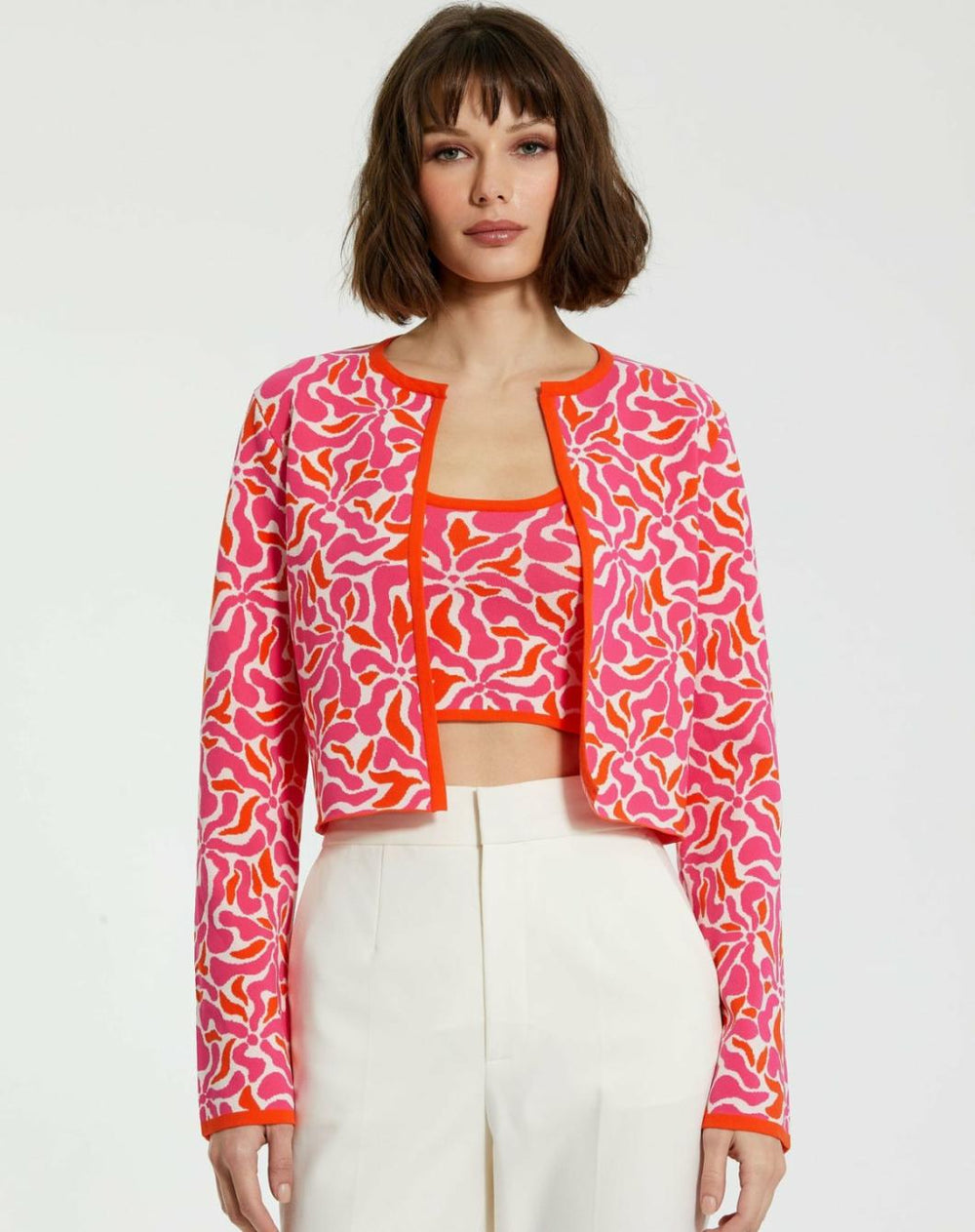 Knitwear | Women Mac Duggal Long Sleeve Knit Floral Cardigan - FINAL SALE Sunset Multi