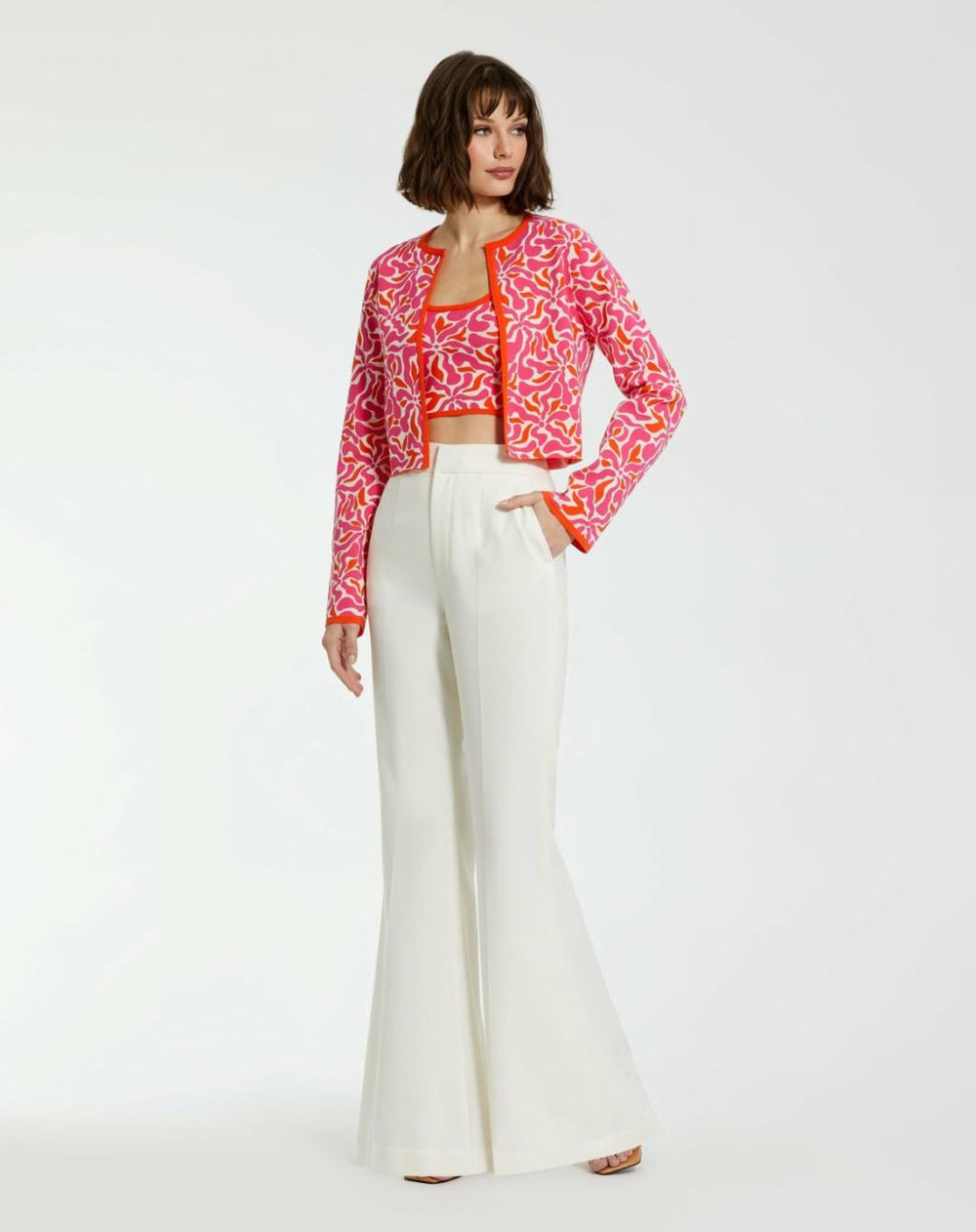 Knitwear | Women Mac Duggal Long Sleeve Knit Floral Cardigan - FINAL SALE Sunset Multi