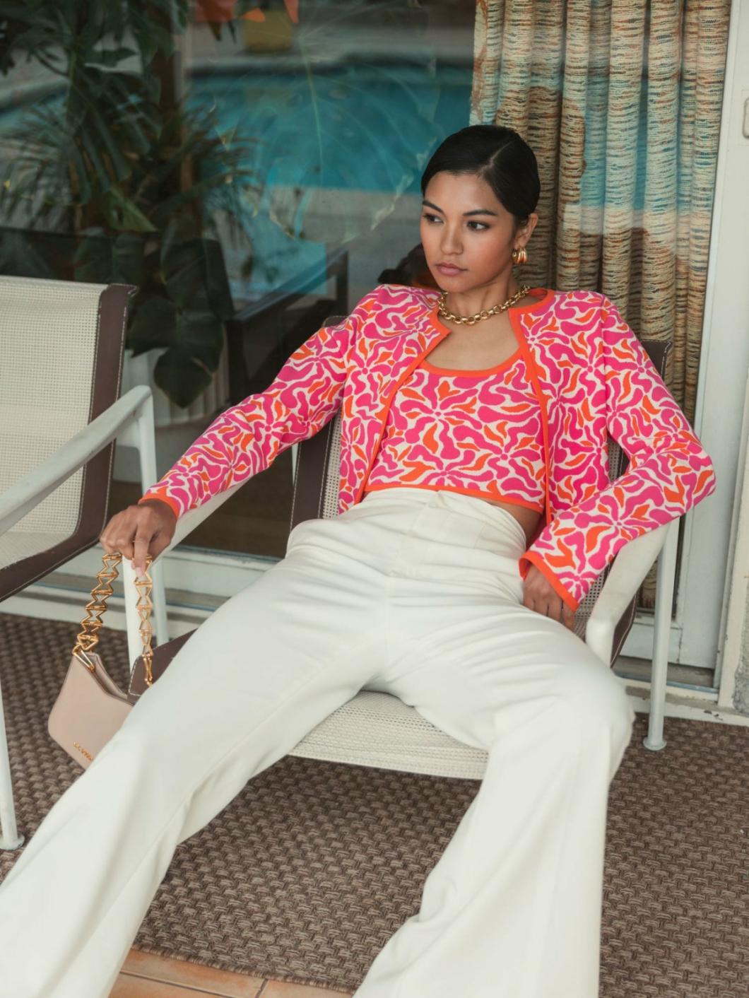 Knitwear | Women Mac Duggal Long Sleeve Knit Floral Cardigan - FINAL SALE Sunset Multi