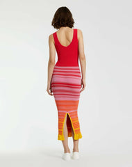 Knitwear | Women Mac Duggal Red Striped Fitted Sleeveless Ribbed Knit Midi Tank Dress - FINAL SALE Red