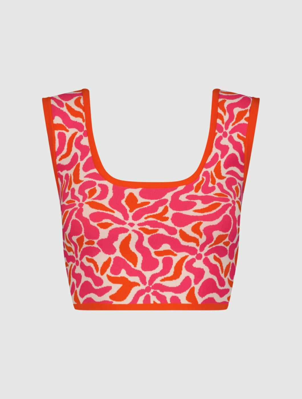 Knitwear | Women Mac Duggal Sleeveless Floral Knit Cropped Tank Top - FINAL SALE Sunset Multi