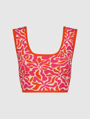 Knitwear | Women Mac Duggal Sleeveless Floral Knit Cropped Tank Top - FINAL SALE Sunset Multi