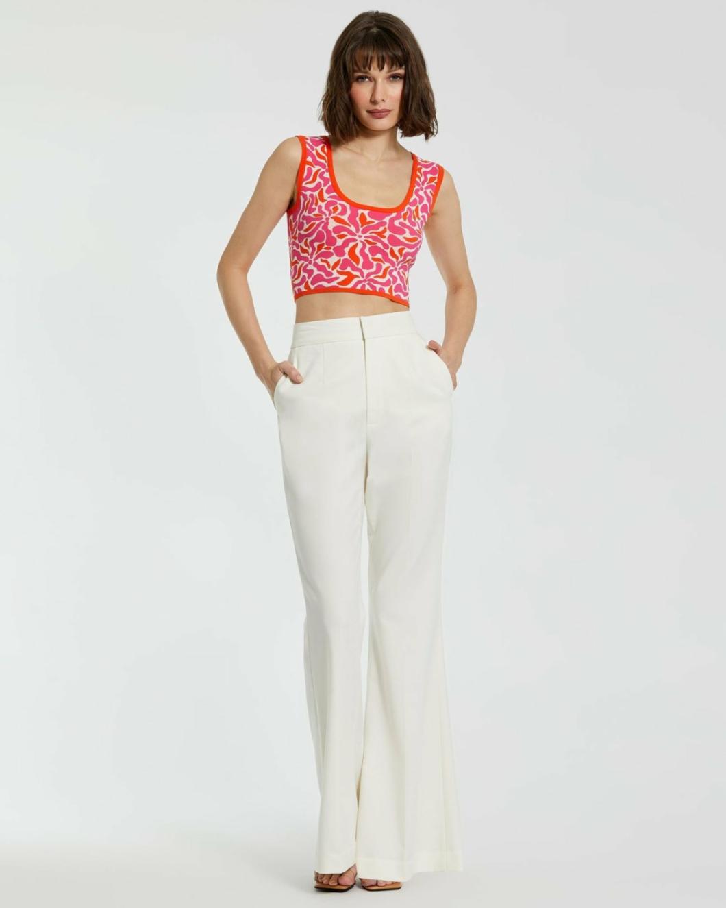 Knitwear | Women Mac Duggal Sleeveless Floral Knit Cropped Tank Top - FINAL SALE Sunset Multi