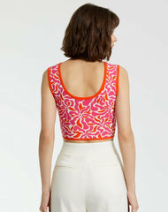 Knitwear | Women Mac Duggal Sleeveless Floral Knit Cropped Tank Top - FINAL SALE Sunset Multi