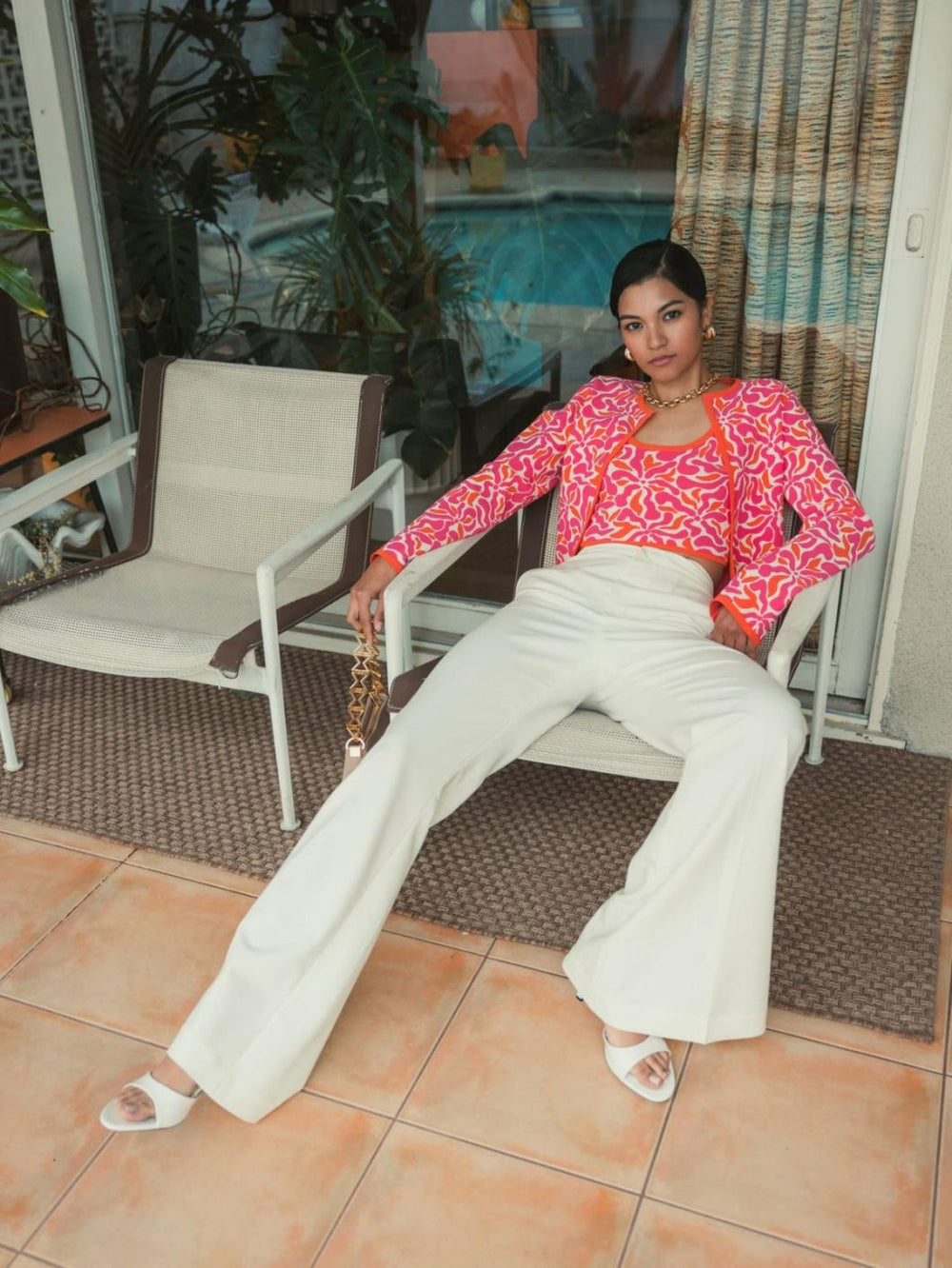 Knitwear | Women Mac Duggal Sleeveless Floral Knit Cropped Tank Top - FINAL SALE Sunset Multi