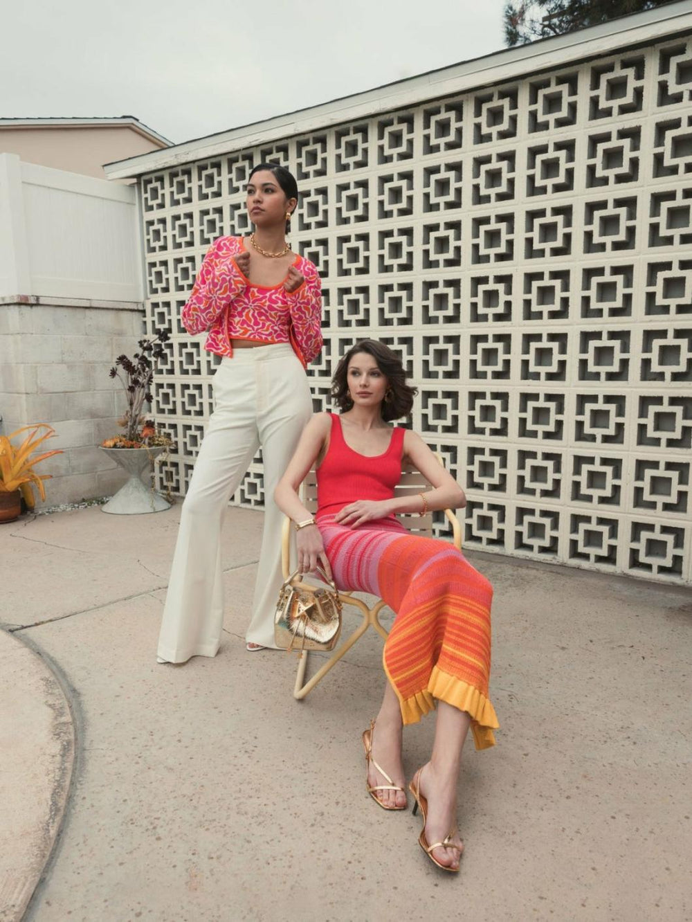 Knitwear | Women Mac Duggal Sleeveless Floral Knit Cropped Tank Top - FINAL SALE Sunset Multi