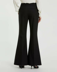 Pants | Women Mac Duggal Black Classic Crepe Flared Trouser Pant - FINAL SALE Black