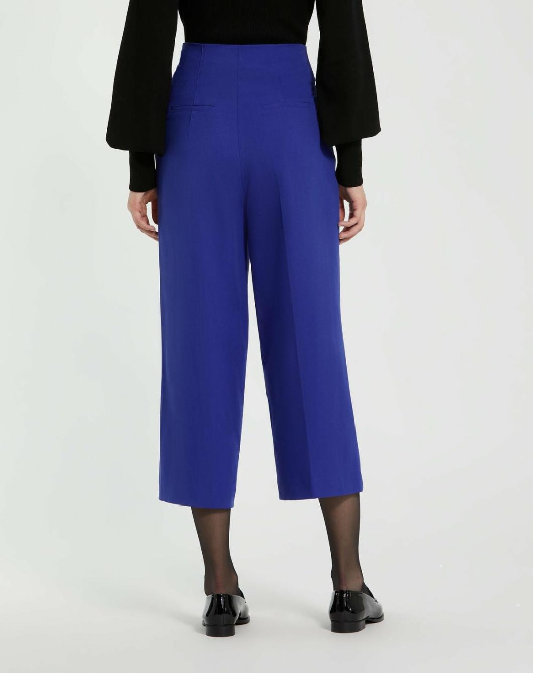 Pants | Women Mac Duggal Cropped Crepe Wide Leg Work Pant Azure Blue