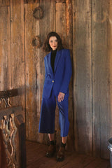 Pants | Women Mac Duggal Cropped Crepe Wide Leg Work Pant Azure Blue