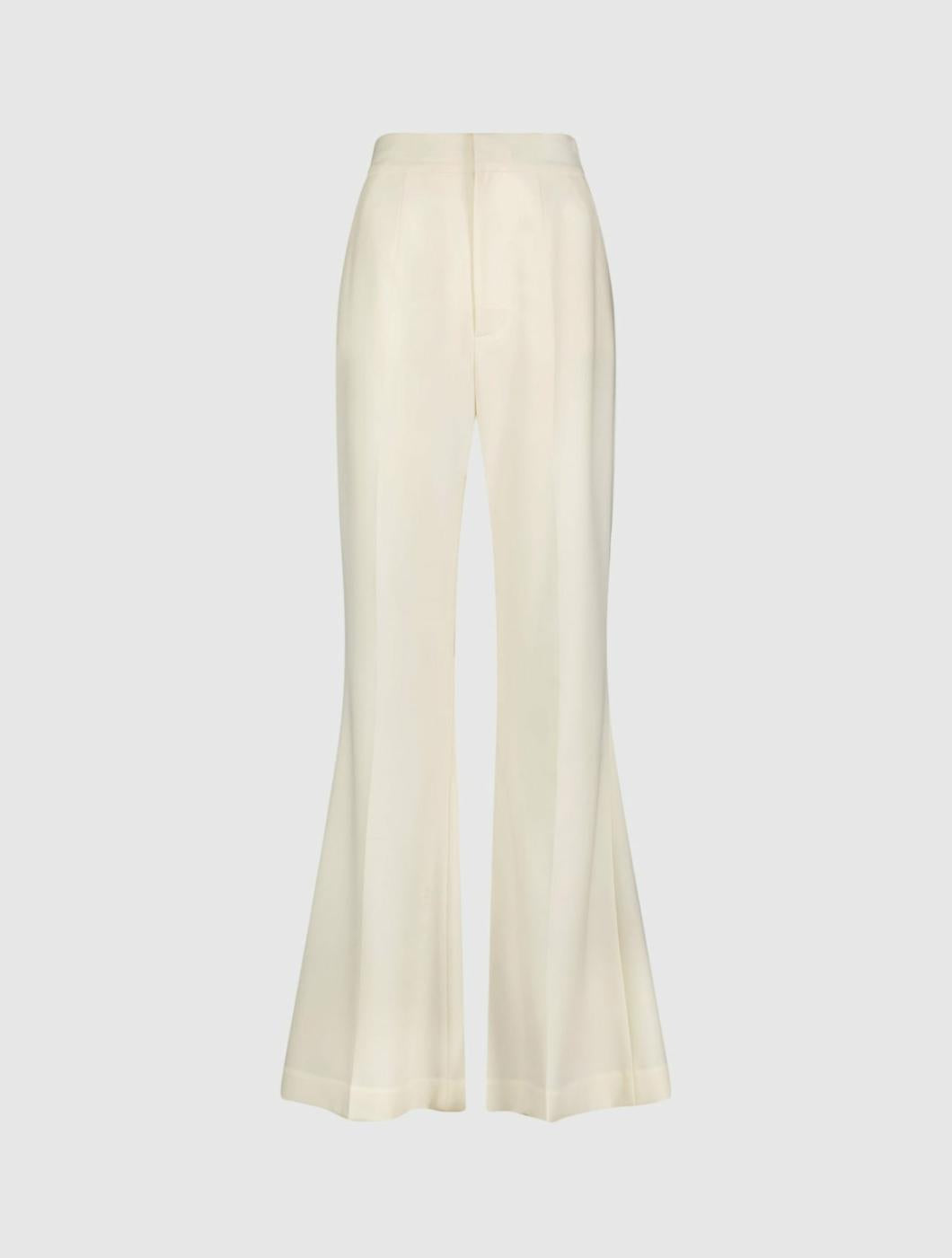 Pants | Women Mac Duggal Ivory Classic Crepe Flared Trouser Pant - FINAL SALE Ivory