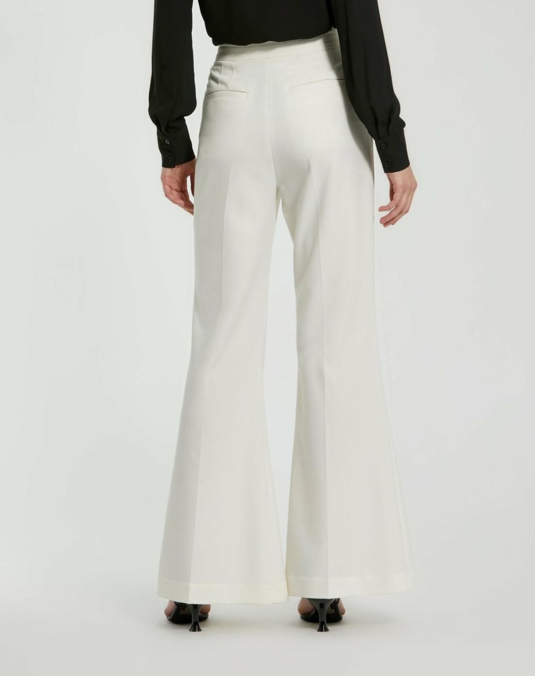 Pants | Women Mac Duggal Ivory Classic Crepe Flared Trouser Pant - FINAL SALE Ivory