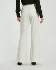 Pants | Women Mac Duggal Ivory Classic Crepe Flared Trouser Pant - FINAL SALE Ivory