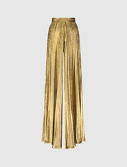 Pants | Women Mac Duggal Metallic Lamé Pleated Wide Leg Pant Gold