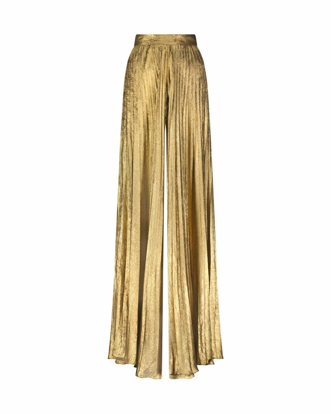 Pants | Women Mac Duggal Metallic Lamé Pleated Wide Leg Pant Gold
