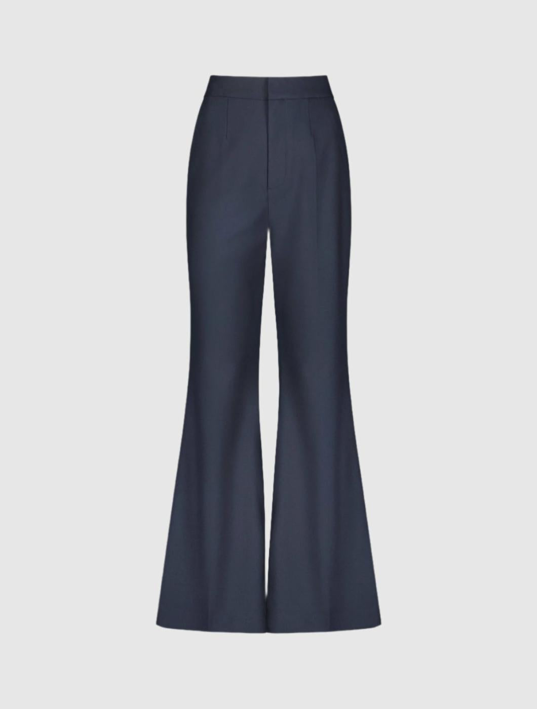 Pants | Women Mac Duggal Navy Classic Crepe Flared Trouser Pant - FINAL SALE Navy