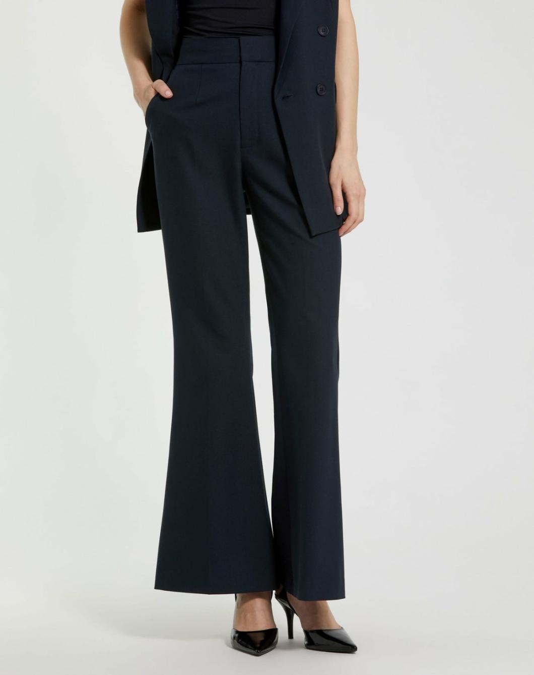 Pants | Women Mac Duggal Navy Classic Crepe Flared Trouser Pant - FINAL SALE Navy
