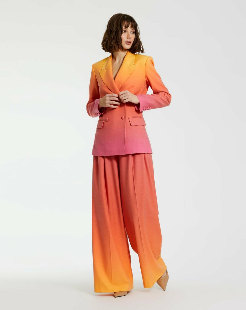 Pants | Women Mac Duggal Ombre Crepe Wide Leg Trouser Pant - FINAL SALE Sunset Ombre