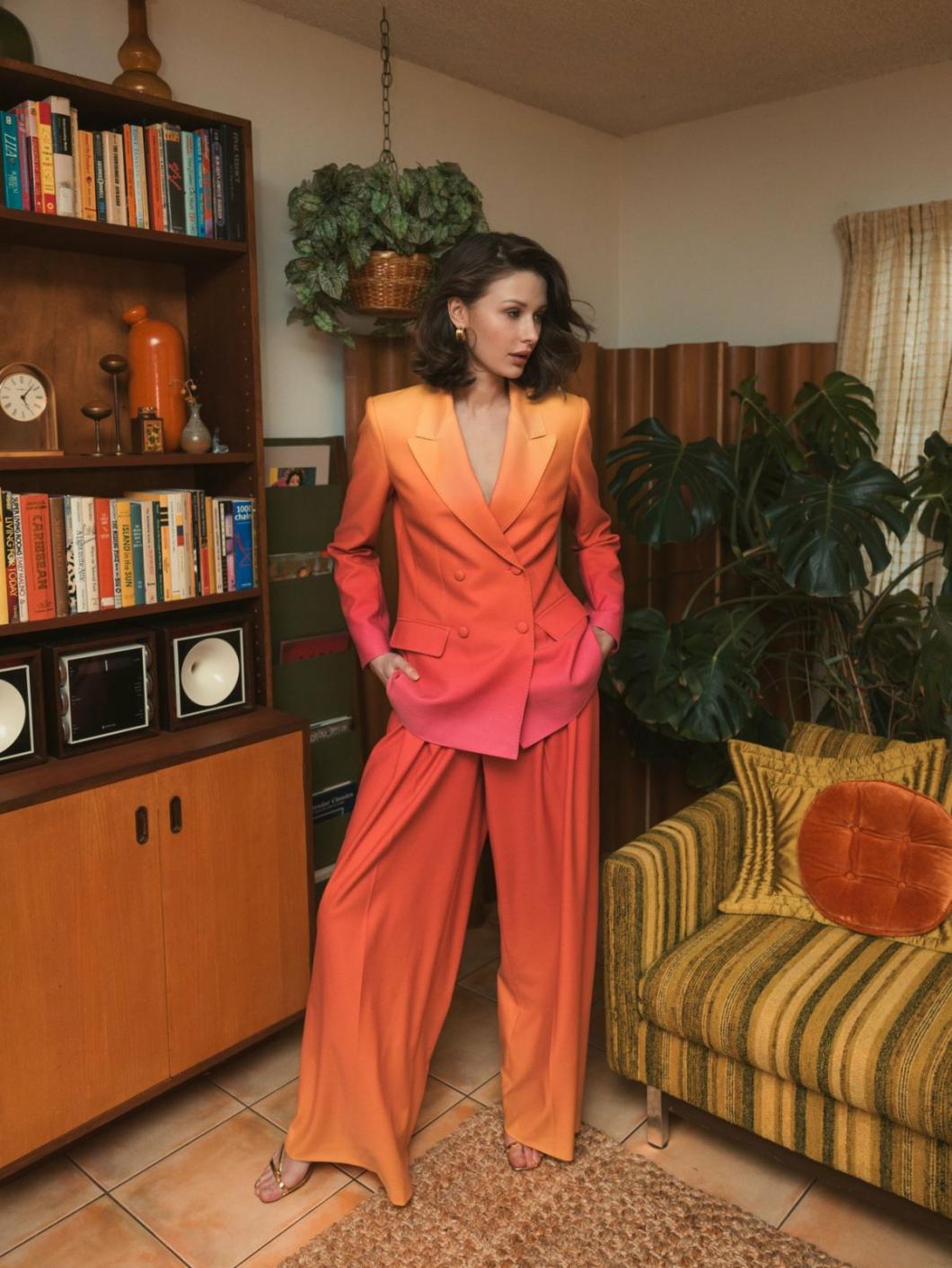 Pants | Women Mac Duggal Ombre Crepe Wide Leg Trouser Pant - FINAL SALE Sunset Ombre